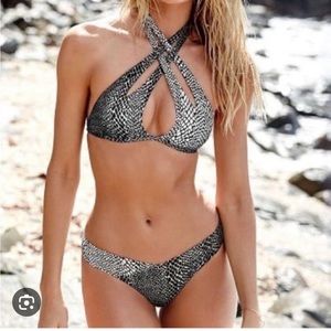 Victoria’s Secret Criss Cross Halter Snakeskin Bikini